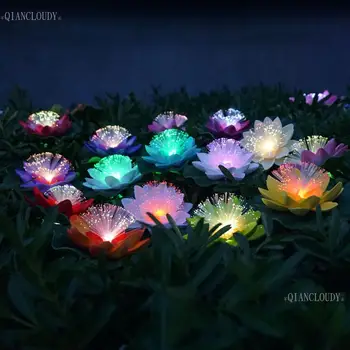 5 kusov Umelé Modré led Optické vlákno nepremokavé falošné rybník kvety Svetlo Lotus Leaf Lily Farba svadobné plávajúce D30