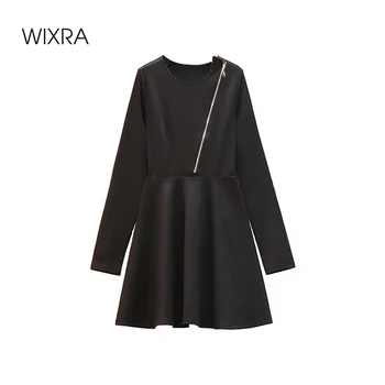 Wixra High Street Šaty Dámske Jeseň Jar Zips O Krk High Street Riadok Krátke Oblečenie Plus Veľkosť Lady