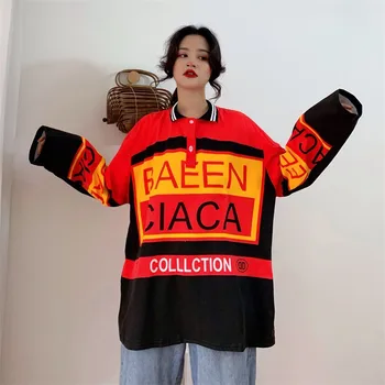 Jeseň Žien Holografické T-shirt kórejský Bežné Polo Tričko Dlhý Rukáv Hip Hop Priateľmi 90. rokov Streetwear Zvláštnejšie Veci, Čaj