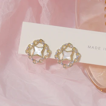 In Hot Predaj Módny Dizajn Námestie Duté Spony, Náušnice pre Ženy Elegantné 14K Skutočné Zlato Oslňujúci AAA Zirconia Prívesok Šperky