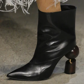 Jeseň zlato fialová členková obuv pre ženy, geometrie divné, vysoké podpätky, topánky 2018 dráhy T-zobraziť krátke botas feminina zapatos mujer