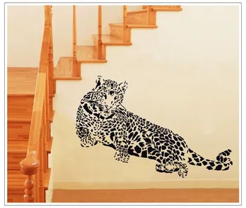 Čierne PVC Samolepky na Stenu Leopard, Gepard 3D Vymeniteľné Stenu Domova Nálepky Doprava Zadarmo