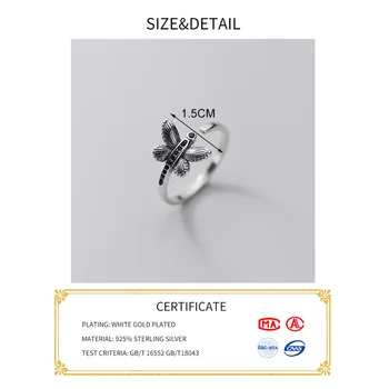INZATT Reálne 925 Sterling Thai Striebro Butterfly Nastaviteľná Ring Pre Módu Ženy Roztomilý Jemné Šperky Minimalistický Zvierat Príslušenstvo