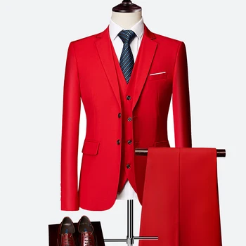 Oblek Mužskej 3 Kus Nastaviť Business pánske Obleky, Komplety Veľké Veľkosti Boutique Vyhovovali Slim 2020 High-end Formálne Fit Strany. Svadobné Pravidelné