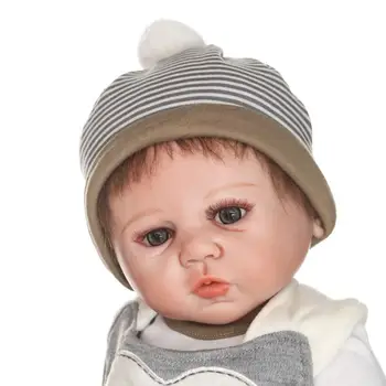 NPK Plný vinyl boneca reborn baby doll v Pruhované medveď oblek s chlapec rodovej dotyk vyučovania, hračky pre deti,