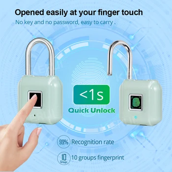 KERUI Smart Odtlačkov prstov Visiaci zámok, USB Nabíjateľné Mini Veľkosť Prsta Dotyk Zámok na Dverách Skrine Telocvičňa, Šatne Bicykle
