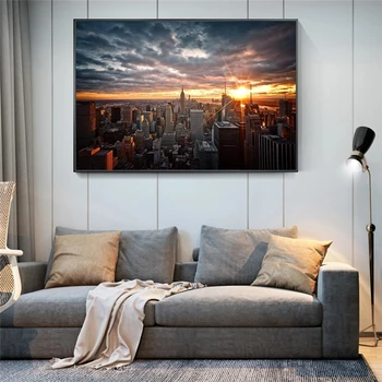 New York City Sunset View Plátne, Obrazy na Stenu, Umenie Plagáty a Vytlačí Skline Manhattanu obrazov na Stenu Domáce Dekorácie