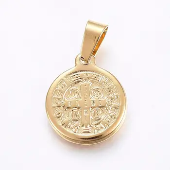 Zlaté Nehrdzavejúcej Ocele San Benito Medaila Prívesok Na Šperky, Takže Kovové Svätý Benedikt Z Nursia Kúzlo Veľkoobchod 10pcs