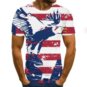 2020 nové letné pánske T-shirt 3D príznak tlač kolo krku bežné tričko T-košele pre mužov