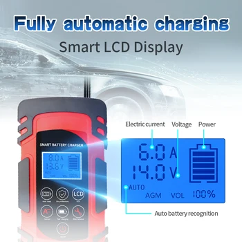 12V 8A 24V 4A nabíjačka do auta smart batérie, nabíjačky Pulz Oprava LCD Displej Smart Rýchle Nabitie AGM Hlboké cyklus GÉL Olovené Nabíjačky