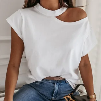 Biele Ženy Letné Tričko Bežné V-neck Tričko Plus Veľkosť Krátky Rukáv Dámske Ženy Clothings Tee Košele