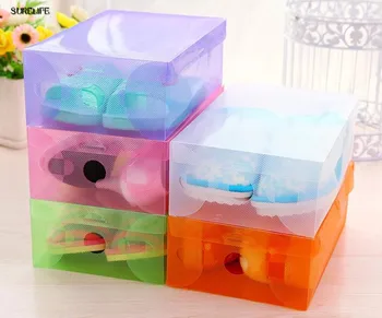 10pcs deti/ženy/muži priehľadné farebné plastové predajne obuvi box skladací box rám