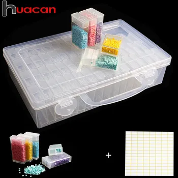 Huacan Diamond Maľovanie 64pcs Box na Príslušenstvo Diamond Výšivky Nástroje na Vŕtanie Plastové Pohodlie Úložný Box Darček Mozaika