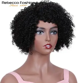 Rebecca Kinky Afro Kučeravé Vlasy Parochňa Krátke Bob Kučeravé ľudské Vlasy Plné Parochňu Peruánskej Remy Ľudské Vlasy, Parochne Pre Čierne Ženy Prírody Vlasy