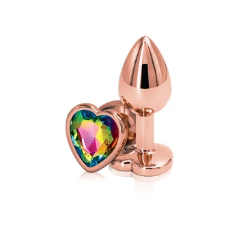 Rainbow ružové zlato, ružové Malé a Stredné nastaviť Srdce tvar Kryštálu Kovové análne korálky zadok plug Šperky sexuálnu hračku, pre ženy mužov