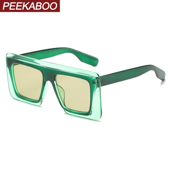Peekaboo čierny štvorec na slnečné okuliare pre ženy zelená dámske veľké slnečné retro okuliare flat top strany darček uv400 lete
