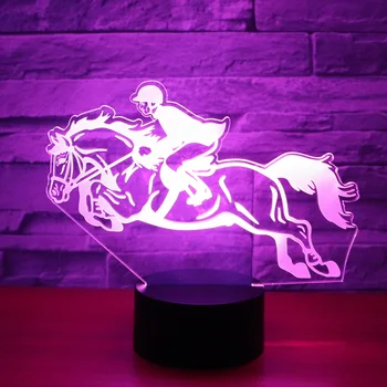 3D LED Nočné Svetlo Jazda na Koni (7 Farieb Svetla, pre Domáce Dekorácie, Lampy Úžasné Vizualizácie Optické Ilúzie