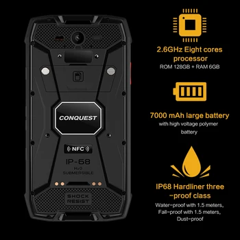 Pôvodné Dobytie S11 IP68 Robustný SmartPhone 16MP 7000mAh 6GB 128GB Octa-Core Odtlačkov prstov/Tvár ID NFC OTG Mobilnom telefóne Android