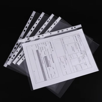 100ks A4 Plastové Dierované Vrecká Zložky Podanie 11 Otvory Voľné Leaf Dokumenty List Chrániče Priehľadný Priečinok Taška