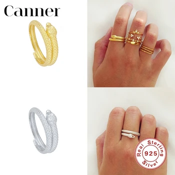 Canner 925 Sterling Silver Prst Krúžky Zlatého Hada Nastaviteľný Krúžok Pre Ženy, Svadobné Šperky, Módne Doplnky Bague anillo W5