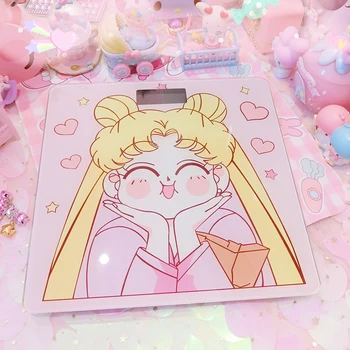 Sailor Moon Akcie Obrázok Tvrdeného skla Roztomilý Elektronické Digitálne Podlahové Tela, Rozsahu Hmotnosti Balance LCD Displej 5182