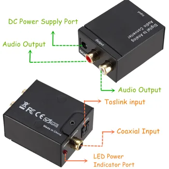 Grwibeou DAC Digitálneho na Analógový Audio Prevodník 2*RCA Zosilňovač Dekodér Optického Vlákna Koaxiálny Digitálneho na Analógový DAC Zosilňovač