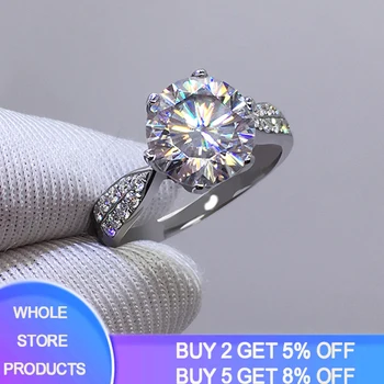 YANHUI S Certifikát Skutočný Originál 925 Pevné Strieborné Prstene pre Ženy, Luxusné 3 Carat Zirconia Diamantové Prstene Jemné Šperky R006