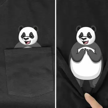 2020 Nové pánske Tričko Módnej Značky vrecku Bavlna Krátky rukáv panda Karikatúra tlače t-shirt topy zábavné Harajuku Bežné tees