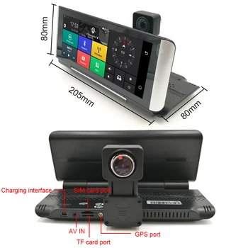 Anfilite 7 Palcový 4G Auta DVR Fotoaparát, FHD 1080P Android Dash Cam GPS Navigácie ADAS Car Video Recorder Duálny Objektív Panel kamery