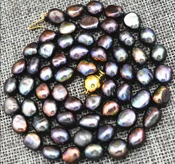 Ženy Šperky 8-10 mm čiernej farby baroková perla 45