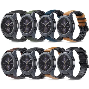 22 MM Watchband Silikónové+Kožený Remienok pre Samsung Galaxy Sledujte 3 45mm/46 mm/Výstroj S3 Rýchle Uvoľnenie Náramok pre Huawei GT 2 1 46 mm