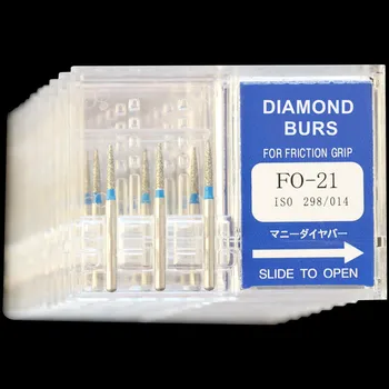 30Pcs(10Boxes) Zubné Diamond Burs FO-11/FO-21/FO-22/FO-25/FO-25 Polisher Vŕtať Vysokej Rýchlosti Handpiece Leštenie Zubár Otrepy