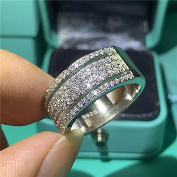 Reálne 925 Sterling silver Očarujúce Promise ring Micro Pave Diamantové Zásnubné svadobné kapela krúžok pre ženy Strany Šperky