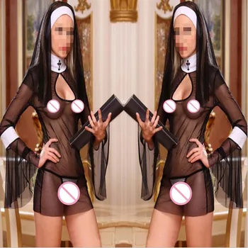 Nový Sexy Kostým Ženy Cosplay Mníšky Jednotné Transparentné Sexy Spodnú Bielizeň Exotické Ryby Halloween Kostýmy, Šaty, Oblečenie, Oblečenie