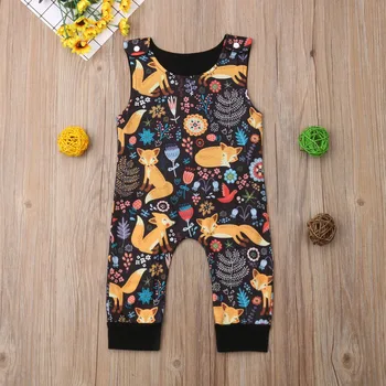2020 Nové Letné Novorodenca Chlapec Dievča Fox Romper Sleeveles Cartoon Jumpsuit Playsuit Oblečenie Letné Anime Šaty