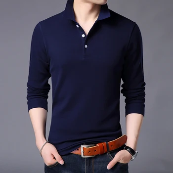 2021 Nové Módne Značky Polo Tričko pánske Bavlna, Dlhý Rukáv Slim Fit kórejský Chlapci Priateľ Dar Poloshirt Bežné Oblečenie pre Mužov