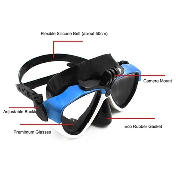 TELESIN Potápačská maska Div plavecké Okuliare Okuliare zariadenia držiak pre GoPro Hero 7 6 5 black Xiao Yi SJ eken akcia fotoaparát accesorios
