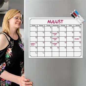 Opakovane Magnetický Kalendár Týždenný Mesačný Plánovač Tabuľa Doska s S 3 Farebné Značky pre Domácej Kuchyne, Kancelárie
