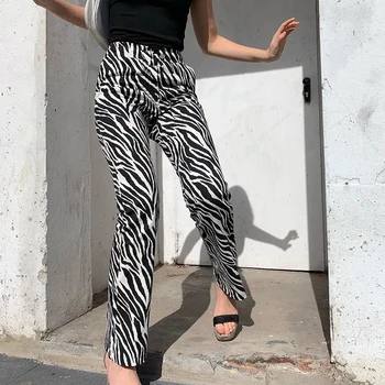 HEYounGIRL Zebra Zviera Tlače Elegantné Nohavice Capris Harajuku Vysoký Pás Nohavice Dámske Ležérne Office Nohavice Ženy Streetwear 2019
