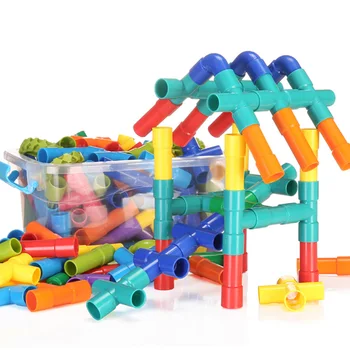 Kreatívne Potrubia Tunel Bloky 3D Konštrukcia Hračky Dieťa Plastové DIY Montáž na vodovodné Potrubia Stavebné Bloky pre Deti Darčeky