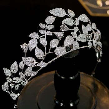 Luxusné zirconia koruny crystal tiara svadobné doplnky do vlasov headdress dámske šperky