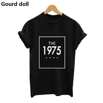 V roku 1975 Digitálna Tlač Lete Ženy tričko Bavlna List Krátky Rukáv O krk Harajuku black kawaii ženy t-shirts Žena tumblr