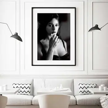 Monica Bellucci Plagát Taliansko Sexy Herečka Filmová Hviezda Plátno Umenie Bar Čiernej A Bielej Stene Obrázok Pre Bývanie, Domov Dekoratívne