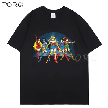 Sailor Moon Anime T Shirt Muži/ženy 2021 Lete pánske T-Shirts Spravodlivosti Mesiac Bežné Tlačené Zábavné Kawaii T Tričko