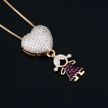SINZRY hot predaj módne šperky AAA kubický zirkón srdce tvar boy & girl prívesok náhrdelníky pre ženy