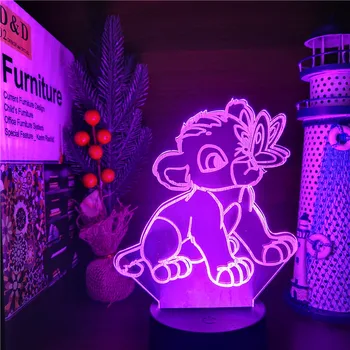Anime Postavy Disney Simba 3D Nočné Svetlo Led Hračky Nastaviť Dotykový Snímač Akcie Figma Lion King Zberateľ Brinquedos Juguetes Bábika