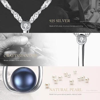 DOTEFFIL 925 Silver Vody-Wave Reťazca Perlový Náhrdelník Prírodné Sladkovodné Perly Námestie Náhrdelník Prívesok Perla Šperky Ženy Darček