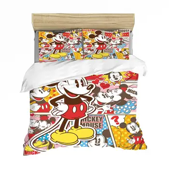 3D Vytlačené Minnie Ružová Mickey Mouse posteľná bielizeň Nastaviť Perinu obliečky na Vankúše Bedlinen Cumlík Kryt pre Deti Twin Plný Kráľovná