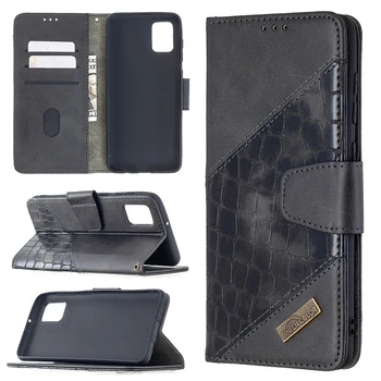 Pre Samsung Galaxy A31 Prípade Flip Cover Stojan Wallet PU Koža Farba zodpovedajúce Krokodíla vzor S Card