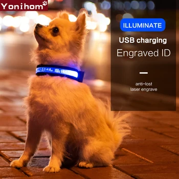 Obojok Osobné LED Golier Mačky domáce Zvieratá Nabíjateľná Obojok USB Noci Bezpečnosť Svietiacimi Led Obojky Rechargable Svetelný
